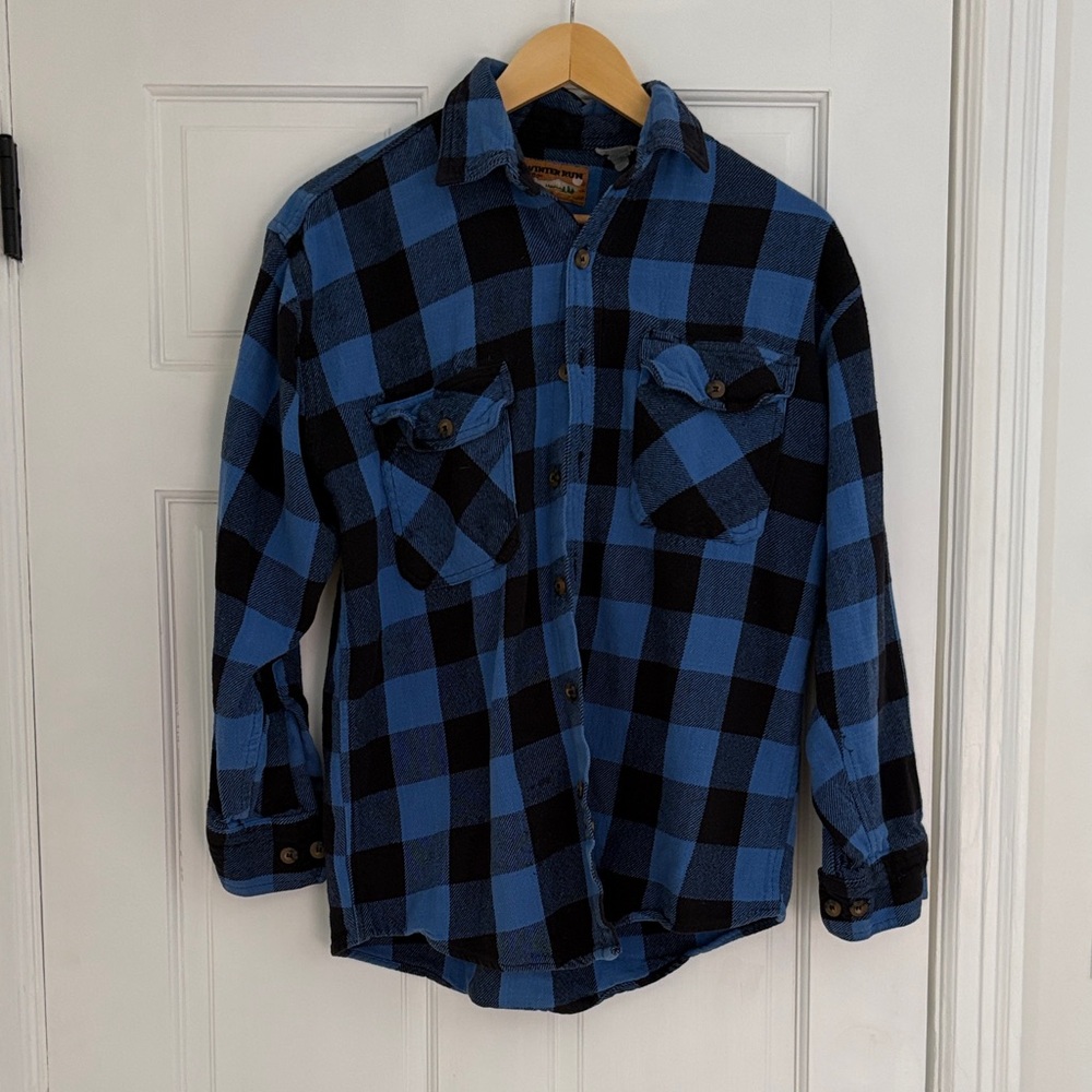 Vintage Blue Plaid Overshirt Size Medium